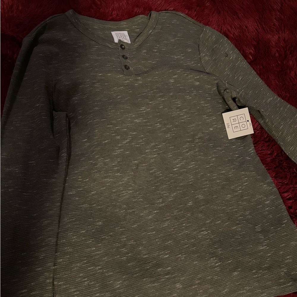 Green Henley Long Sleeve Shirt